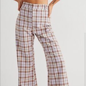 Free People Plaid wide leg pant